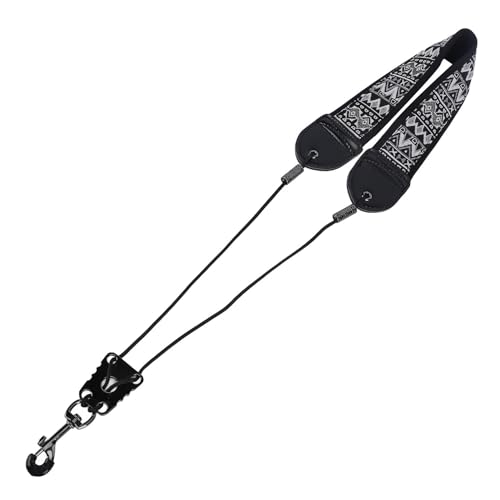 EMBROIDERY Saxophone Neck St for Alto Sax Instrument Accessories with Metal Hook TS 10 Black White EMBROIDERY Saxophone Neck StrapSaxophoneto for to (TS?10 Black White Embroidery)