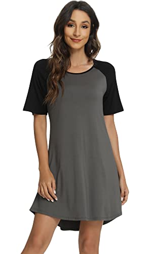 WiWi Viscose from Bamboo Soft Nightfor Women Short Sleeve Sleep Shirt Summer Night Shirts Sleepwear...