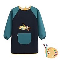Malkittel Schule 1. Klasse,Malschürze Kinder ab 6 Jahre,Junge Malerkittel Bastelschürze,Tuschkittel Kind Schürze Wasserdicht 7-12 Werkenschürze Langarm Kunst Malen Bastelkittel mit Taschen,für Malerei