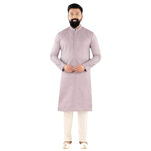 Image of Men Kurta Bottom Set Comfortable Fabric Traditional Indian Ethnic Dress for Wedding Ceremony Festival Celebration and Occasion | Onion