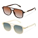 ELITERA Sunglasses Womens Men Trendy Retro Sun Glasses Rectangle Womens Mens Shades,Brown Gradient White Blue