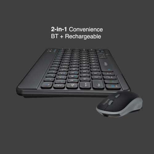 Image of FINGERS MiniClicks Duo D7 - Wireless Bluetooth Keyboard Mouse Combo (Rechargeable & BT | 75% Compact - 78 Keys | X-Scissor Keys | 18-Day Backup | Windows, macOS, Linux, ChromeOS) (Rick Black) | 75% compact 78-key layout saves desk space while keeping essential keys for smooth everyday work and travel use