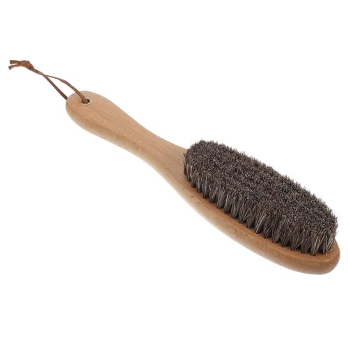 KOMBIUDA Brosse à Poussière en Crin de Cheval Doux avec Manche en Bois – Brosse à Peluches Ergonomique pour Vêtements et Costumes – Outil Léger pour Dépoussiérage Précis du Corps et