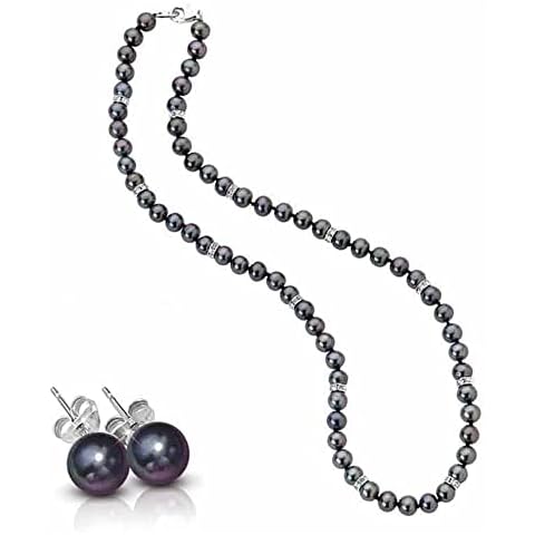 The Danbury Mint Midnight Spell, Black Pearl Necklace for Women, Pearl Jewelry Set w/Black Pearl Earrings, Cultured Pearl Jewelry Set for Women, Luxurious Jewelry for Her, #1333-0360 Cover