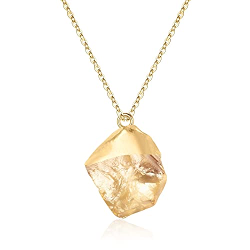November Birthstone Jewelry Necklace for Women, Rough Gemstone Crystal Necklace Birthstone Citrine Necklace Jewelry Unique Birthday Christmas Gifts for Mom Women Teen Girl Grandma Sister Wife