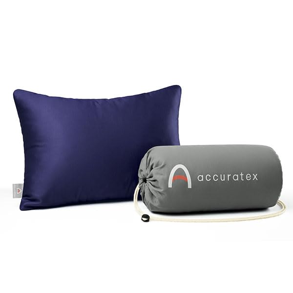 Oreiller De Camping Compressible ACCURATEX | Housse 100% Coton, Rembourrage Mousse Mémoire Déchiquetée | Dimensions Déplié 33x45,7 Cm, Léger 1,16 Kg