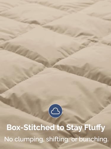 Image of Full Size, Cream Alternative Down Comforter - Warm, Lightweight & Breathable Hotel Quality Bedding Set for Men, Women, Kids and Teens - All Season Oversized Cooling Microfiber Duvet Insert Comforter