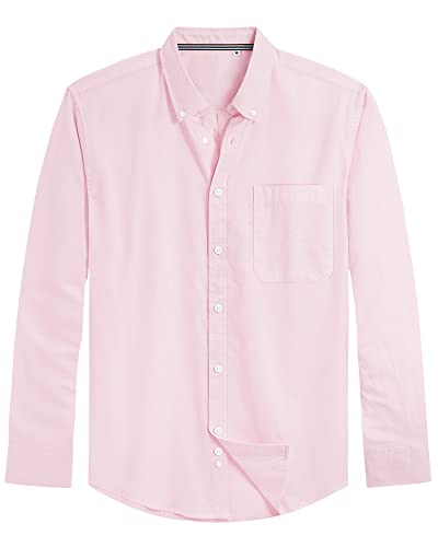 Image of J.VER Men's Oxford Shirt Solid Casual Button Down Collar Shirts Long Sleeve Dress Shirts with Pocket