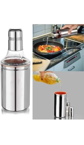 Image of Chef Pour Elite - for a premium kitchen vibe Oil Dispenser 1 Litre - Leak Proof Glass Bottle with Handle | Kitchen Oil Container for Cooking, Olive Oil, Vinegar | Easy Pour Design