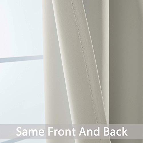 Yakamok Room Darkening Thermal Insulated Soft and Smooth Curtains with Grommet for Living Room(2 Panels,52Wx63L, Light Beige)