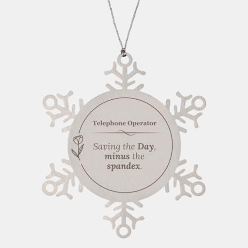 Funny Gift for Telephone Operator, Christmas Snowflake Ornament. Birthday Unique Gift for Coworkers, Boss, Friends. New Job Gifts. Telephone Operator Saving The Day, Minus The Spandex image 4
