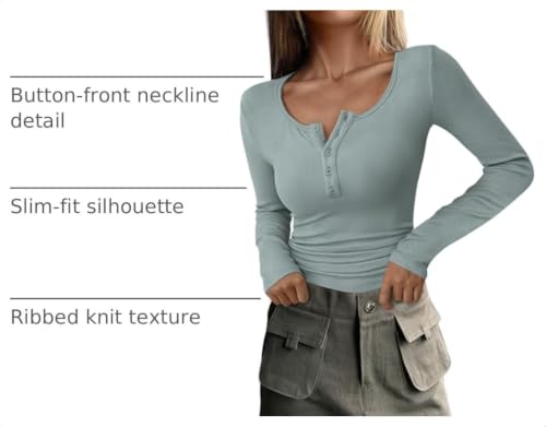 Image of PRETTYGARDEN Women's Fall Long Sleeve Henley T Shirts