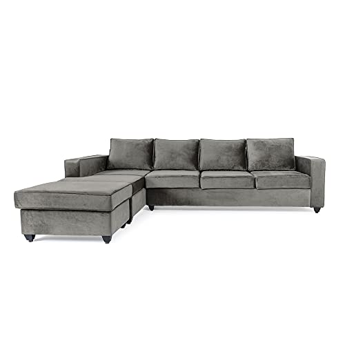 Image of Wakefit Sofa Set | 3 Year Warranty | Sofa 3 Seater, 3 Seater Sofa for Living Room, Wooden Sofa Set, 3 Seater + Left Aligned, Sofa for Living Room - Napper(Fabric-Velvet : Tuscan Tan)