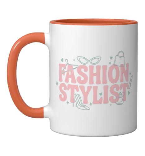 Fashion Styling Wardrobe Stylist Personal Outfit Consulting Ceramic Mug, Orange/White, 11oz