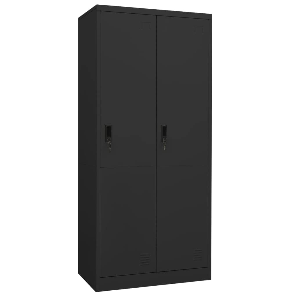ACAGALA Armadio in metallo a doppia porta con 4 aste appendiabiti e 2 ripiani, armadietto portaoggetti, con serratura, per spogliatoio, dormitori, ufficio, 80 x 50 x 180 cm, antracite