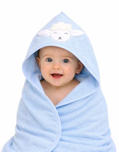 %100 Pamuk Yenidoğan Bebek Kundak Nakışlı Banyo Havlusu Mavi