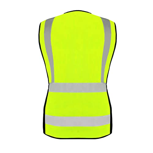 Shin Fashion 7 Pockets Class 2 Women's Hi Vis Reflective Safety Vest Executive Waistcoat, Meets ANSI/ISEA Standard Yellow, M - Image 3