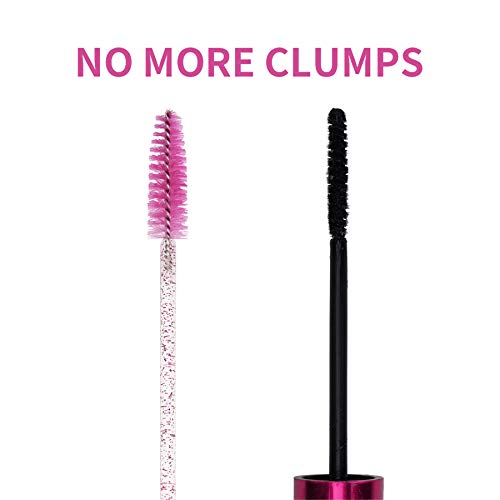 CHEFBEE 100PCS Disposable Eyelash Brush, Mascara Wands Makeup Brushes Applicators Kits for Eyelash Extensions and Eyebrow Brush with Container (Pink)