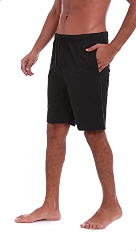 NWA Men's (2-Pack) Premium CottonPoly, Knit Shorts with Elastic Waistband & Pockets, Black/Red, Large3