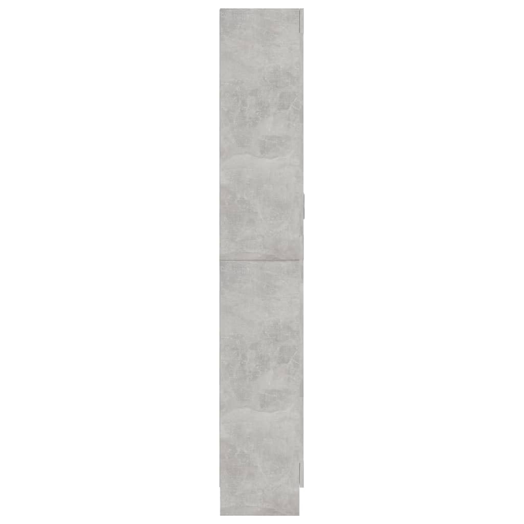 Armario genérico vitrina gris hormigón 82,5 x 30,5 x 185,5 cm, estantería de madera de ingeniería con 5 compartimentos y 2 puertas, almacenamiento para libros, revistas, DVD y decoración