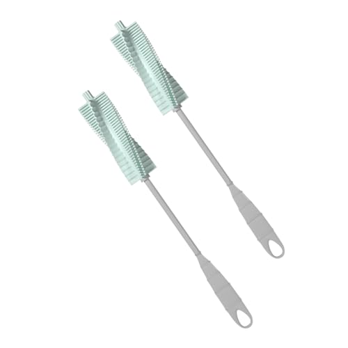 Milisten 2 Piezas Cepillo Rotativo de Silicona para Limpieza de Biberones y Tetinas con Mango Antideslizante y Diseño para Colgar Limpia Botellas y Vasos Interiormente Color Azul