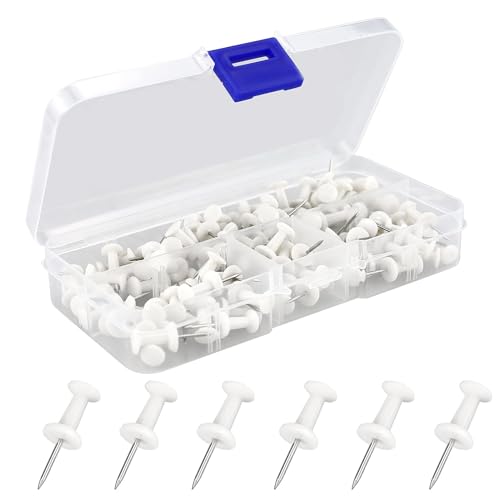 Lot de 100 punaises blanches en acier pour tableau en liège, cartes, affiches, notes