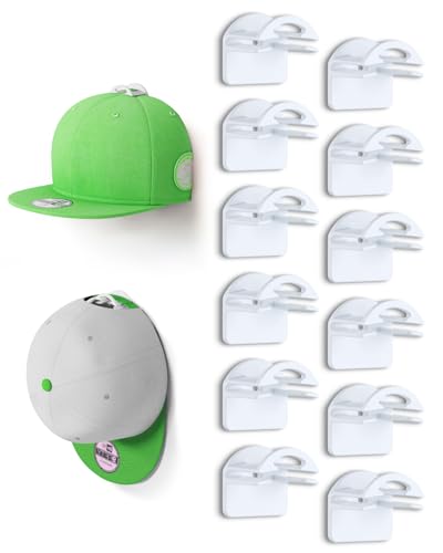 MSKEI Adhesive Hat Hooks for Wall - 2 Different Ways Hat Racks to Organize & Display Baseball Caps...