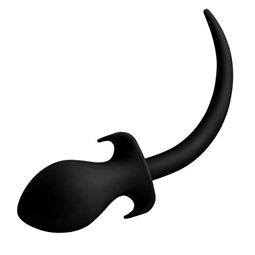 Master Series Woof XL Silicone Puppy Tail Butt Plug, Black (AE998)