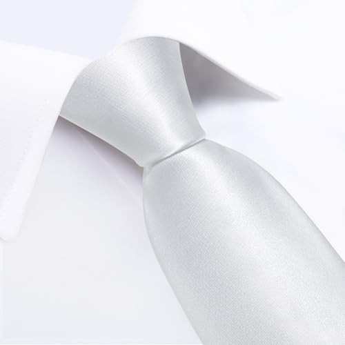 Image of DiBanGu Mens Silk Necktie Solid Color Tie and Pocket Square Cufflink Tie Clip Set Woven Plain Ties for Men Wedding Party