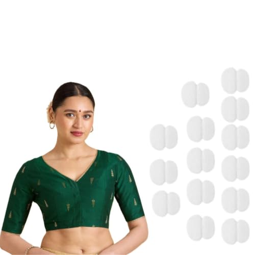 Image of Studio Shringaar Women's Handloom Cotton Silk Readymade Saree Blouse with Underarm Sweat Pads (Pack of 14 Pads)