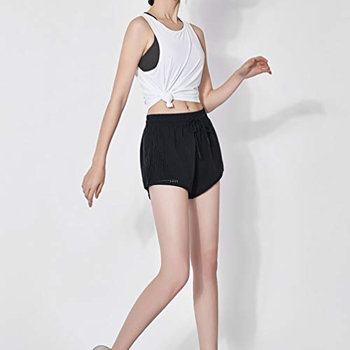 PRETYZOOM Short feminino esportivo com cordão, de cintura alta; para ioga, treino, corrida e academi