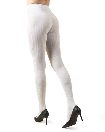 Image of MeMoi Boston Ribbed Cotton Sweater Tights, Warm Opaque Winter Tights