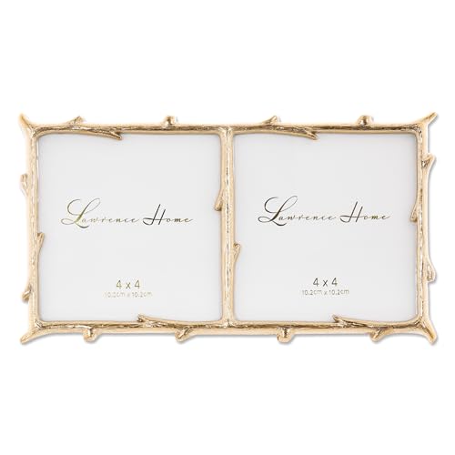 Image of Lawrence Frames Metal Frame, Branch Design, Gold, 4x4 Double