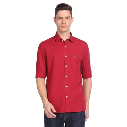 Arrow Solid Pure Cotton Shirt (ASFKOSH2016_Maroon_42)