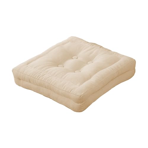 GREATOYAR Cojin para Silla, Cojín Decorativo con Correas de Sujeción, Cojin Cuadrado de Imitación de Lino, Decoración de Jardín Casa Terraza, Fabricado en España, 45x45x8cm, 1 Unidad, Beige