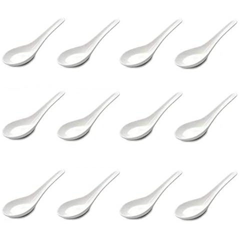 Set of 12 Plastic Asian Soup Spoons Cover