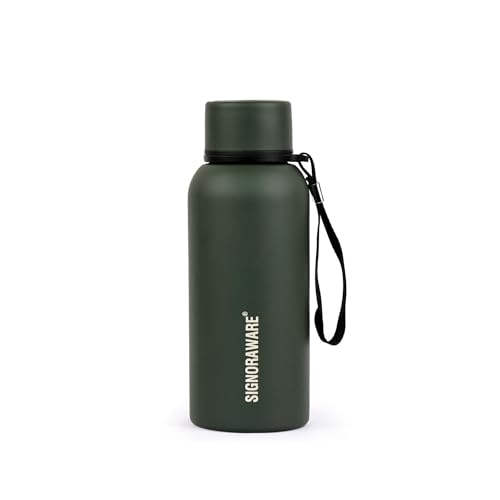 Image of SignoraWare Parkour Vacuum ISI Certified Stainless Steel Bottle With Hanging Strip | Airtight & Leakproof | Easy To Clean | Lightweight | Ideal for School, Office, Gym Or Outdoors (500ml | Green)