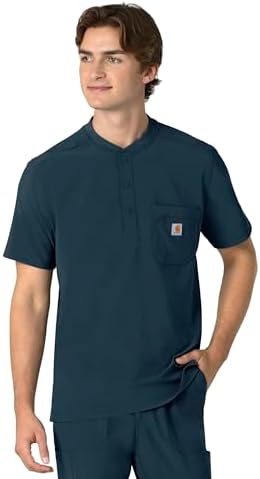 Carhartt Scrubs for Men Force Cross-Flex Henley Tops with 3 Pocke...