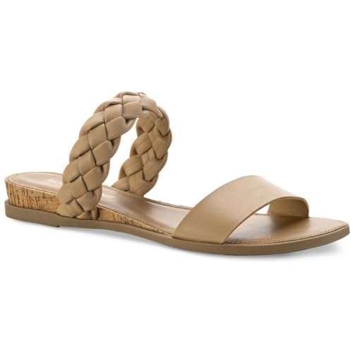 Sun + Stone Womens Braided Open Toe Slide Sandals Tan