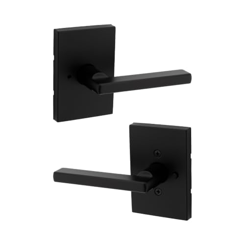 Kwikset Halifax Privacy Door Handle for Bedroom and Bathroom, Matte Black - image 1