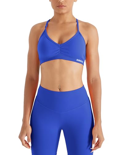 Image of AUROLA Mercury Workout Sports Bras Women Athletic Removable Padded Backless Strapy Minimal Crop Top