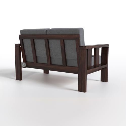 Image of Sheesham Wood 2 Seater Sofa Set | Living Room | Walnut Finish | Premium Solid Wood Design | Elegant Durable Finish | Drawing Room | Without Pillow