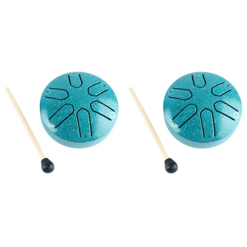 2Pcs Steel Tongue Drum 6 Notas con Baquetas para Meditación miniatura 1