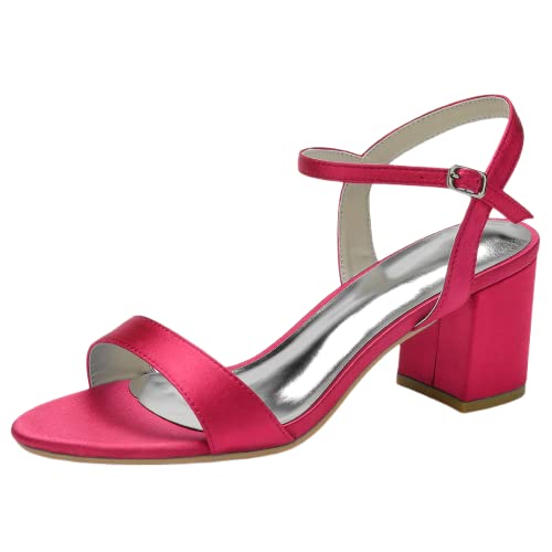 Sandales à talon carré rose en satin SHUTUP.DANCE pour femme