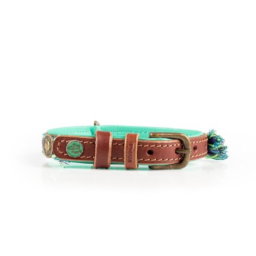 DWAM Dog with a Mission - Hundehalsband - Verstellbar - Weichem Leder – Blau – XS – Leder – Halsumfang zwischen 23–29 x 2 cm – Boho Juan