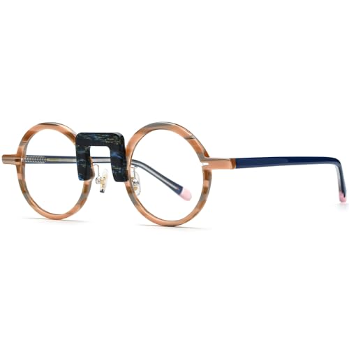 Image of HEPIDEM Multicolor Acetate Glasses Frame Men Women Round Eyeglasses Optical Spectacles 9377