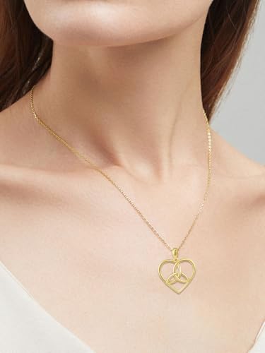 14K Solid Gold Heart/Double hearts/Crystal/Celtic Knot/Y Lariat/Diamond Dainty Heart Necklace for Women Her Lover Mom Anniversary Christmas Birthday Gifts4