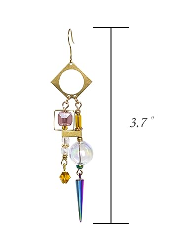 Steampunk Asymmetrical Industrial Robot Mismatched Glass Ball Dangle Earrings for Women Jewelry4