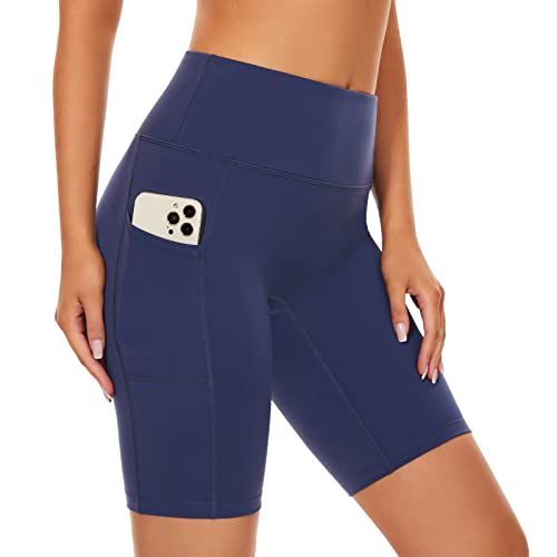 SIMIYA Radlerhose Shorts Damen Hohe Taille Bauchkontrolle Kurze Leggings mit Taschen Weiche Komfort Hosen Stretch Tights für Laufen Gym Yoga Cover