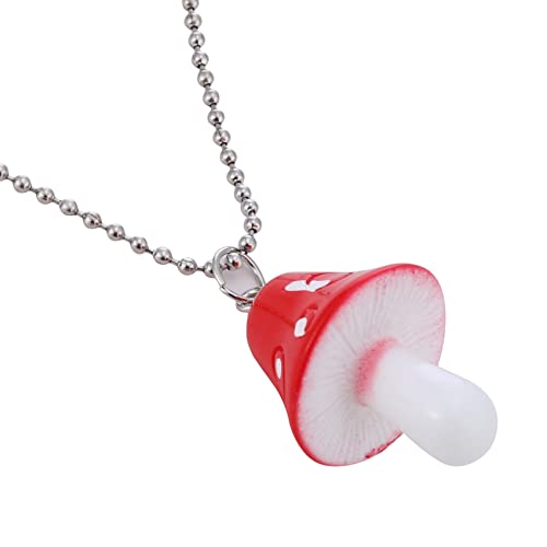 Creative Red Mushroom Dangling Earrings Necklace Set Mushroom Shape Drop Earring Necklace for Women3